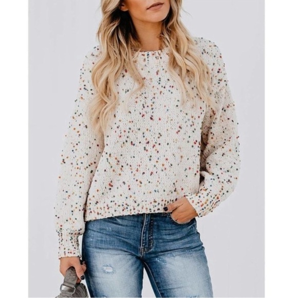 Seven 7 for All Mankind Pullover Confetti Knit Sweater Size Large - Picture 1 of 9